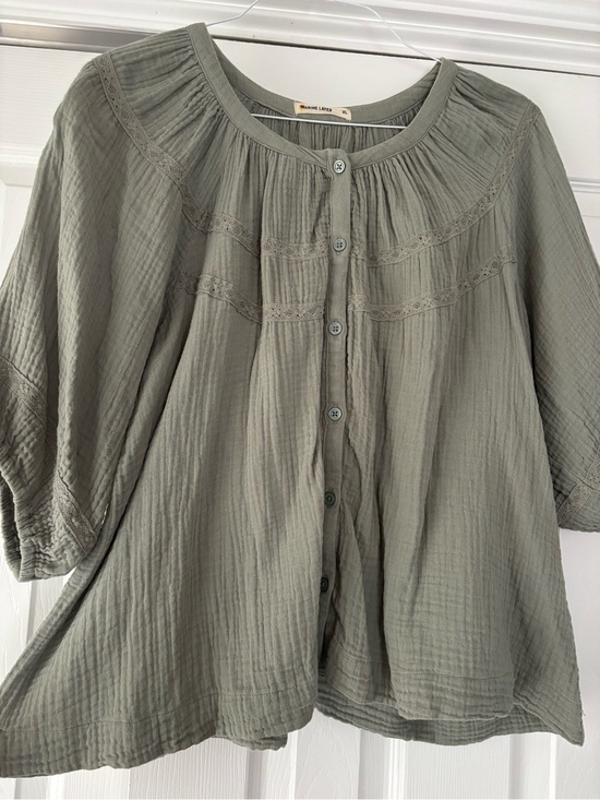 Marine Layer Tops - Marine Layer Wren Puff Sleeve Top - Faded Olive